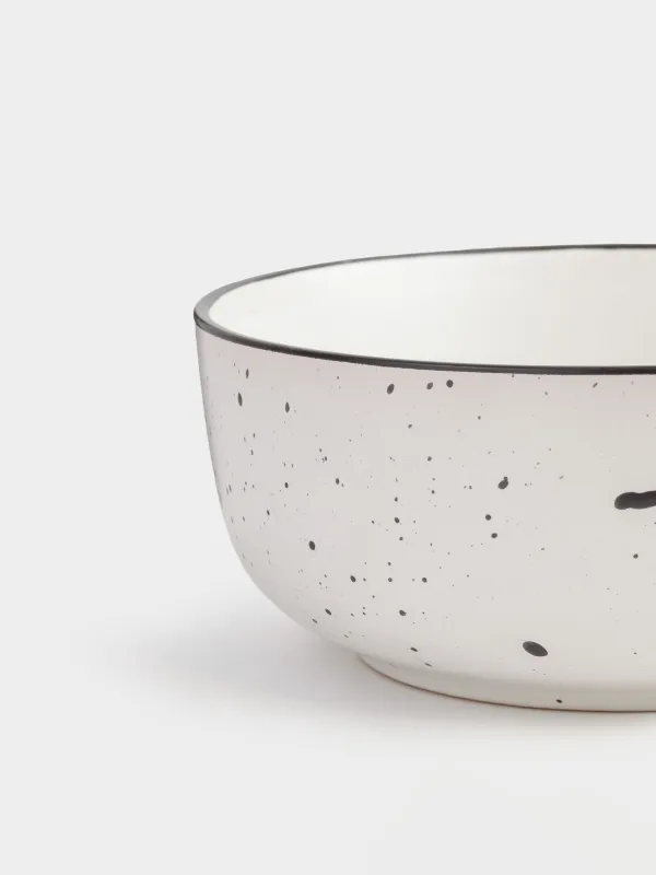 Ас сервизі, 6 адам, 18 зат, керамика, ақ, қара жиегі бар, дақты, Speckled black, image-6