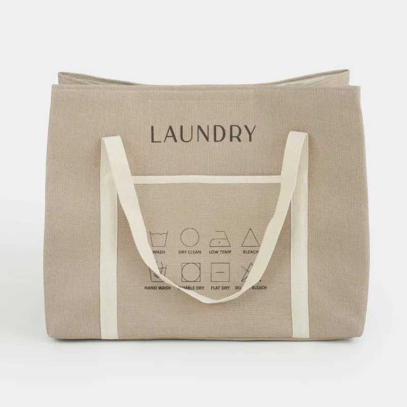 Іш киімді сақтауға арналған сөмке, 46х56х29 см, тұтқалары бар, полиэстер, тікбұрышты, сарғылт-қоңыр, Laundry, image-0