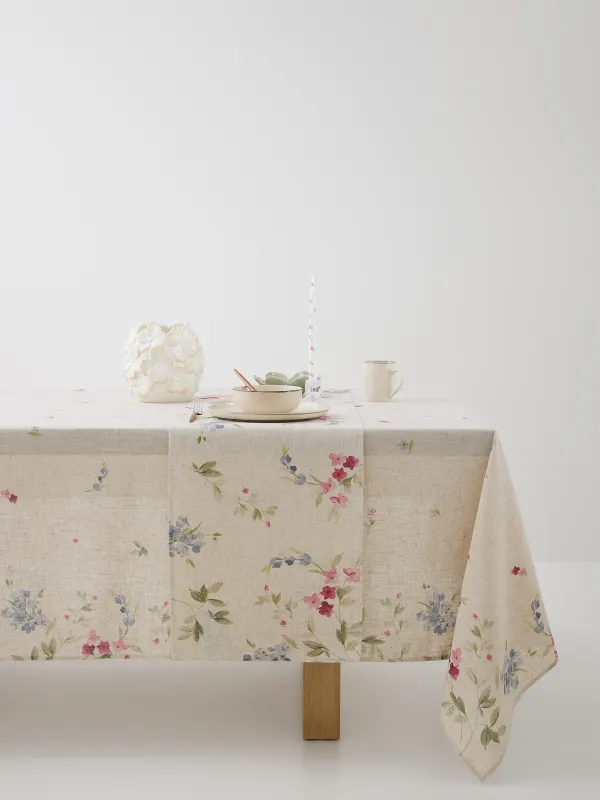 Үстел төсеніші, 40х160 см, полиэстер/зығыр, сарғылт-қоңыр, Гүлдер, Colorful flowers, image-2