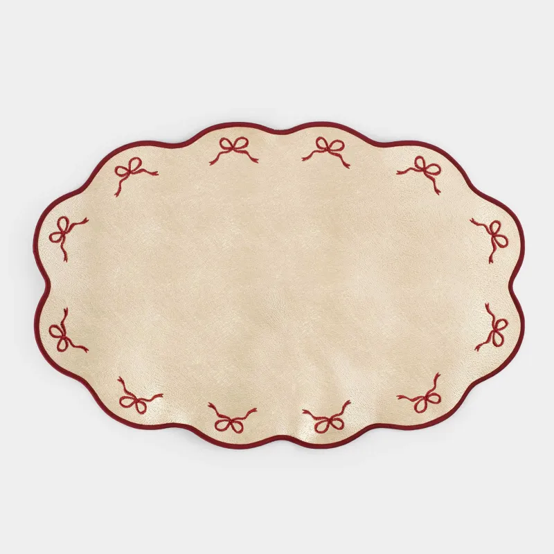 Салфетка под приборы, 30х45 см, двусторонняя, ПВХ/полиэстер, фигурная, золотистая/красная, Rock