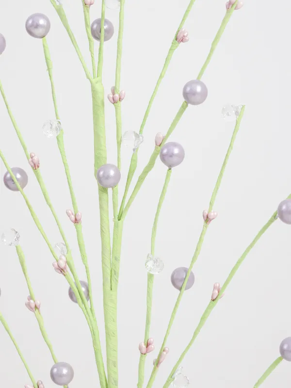 Ветка декоративная, 70 см, Сиреневые бусины с кристаллами, Balls decor, image-1