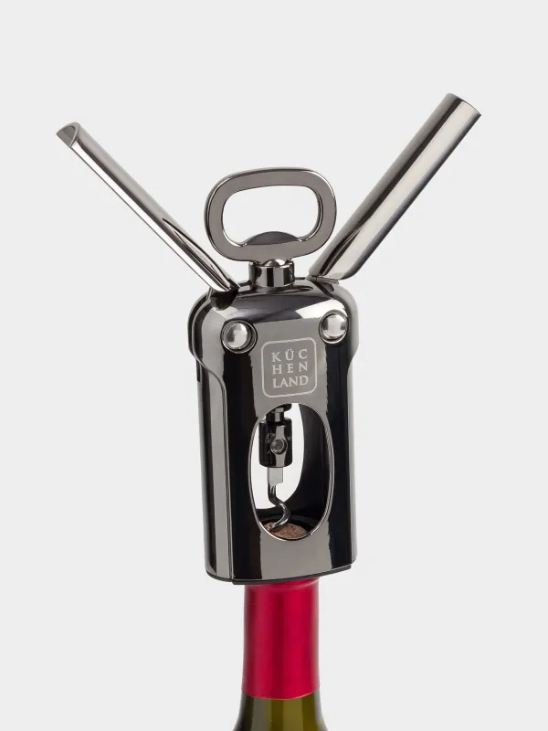 Иінтіректі штопор, 18 см, металл, қою сұр, Titanium, image-4