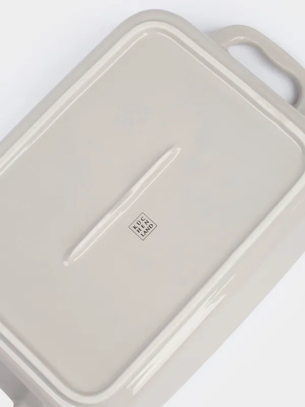 Форма для запекания, 27x20 см, керамика, прямоугольная, молочно-бежевая, Цветы, Florin, image-5