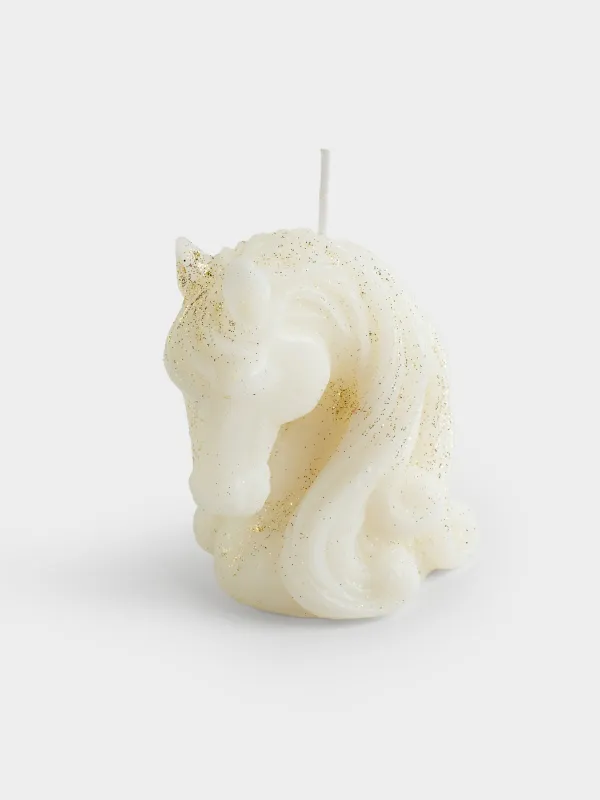 Свеча, 7x10 см, с блестками, шампань, Лошадь, Horse gold, image-1