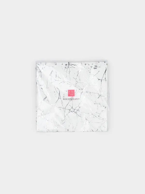 Қағаз майлықтар, 33х33 см, 20 дана, ақ, күміс мәрмәр, Maniera, image-3