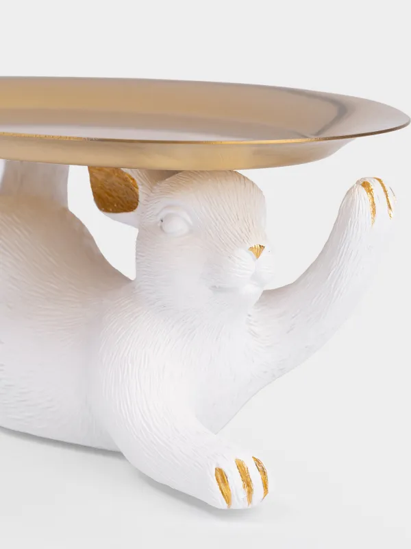 Сәндік ыдыс, 18х10 см, полирезин/металл, ақ және алтын түстес, Қоян, Rustic Easter, image-2