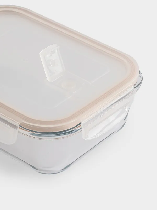 Контейнер, 1 л, с клипсами, с клапаном, стекло Т/пластик, прямоугольный, Soft kitchen, image-2
