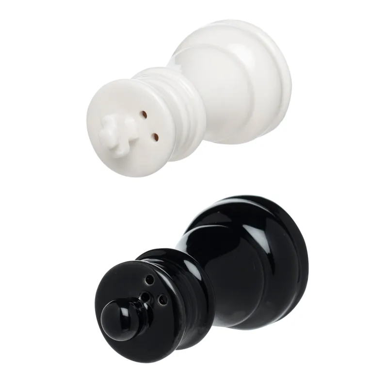 Набор для соли и перца, 9 см, фарфор P, черный/белый, Шахматы, Chess, image-1