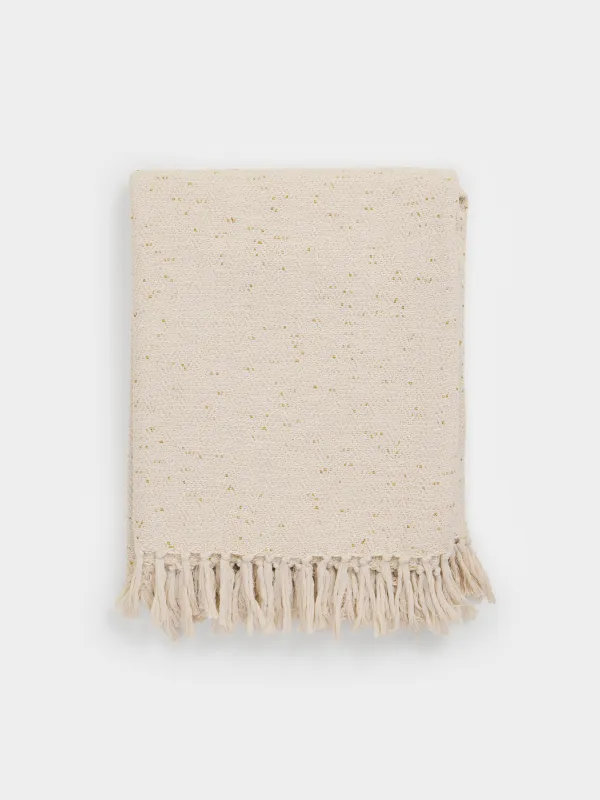 Жамылғы, 130x170 см, шашағы бар, мақта/люрекс, сарғыш, Зигзаг, Strike, image-0