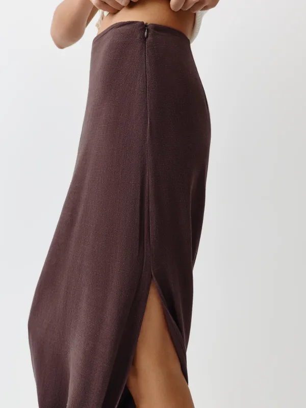 Әйелдер белдемшесі, макси, өлшемі XS, вискоза/зығыр, қоңыр, Blanka, image-1