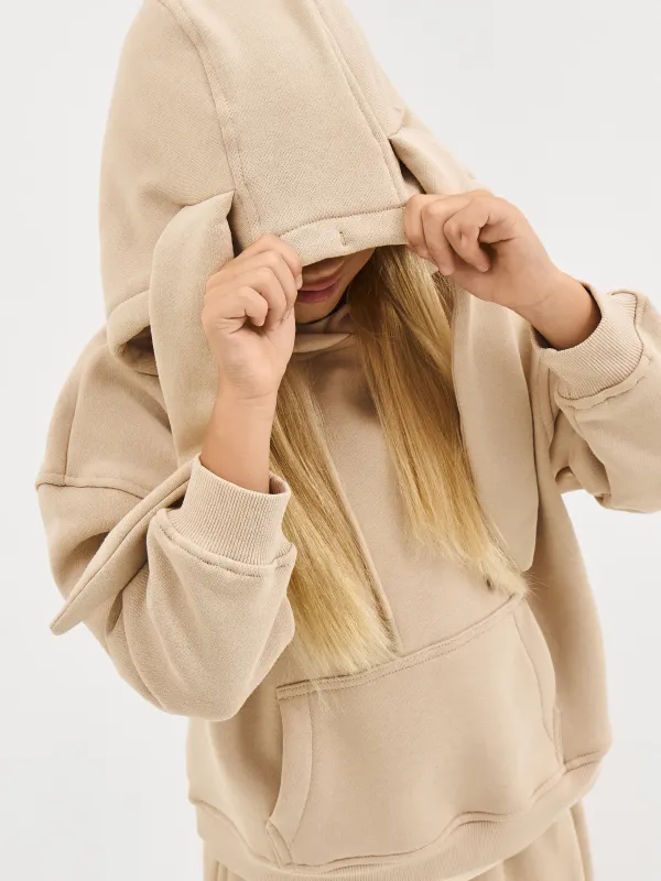 Балаларға арналған худи, өлшемі 116 см, қыздарға арналған, мақта/полиэстер, сарғылт-қоңыр, Құлақ, Abia, image-7