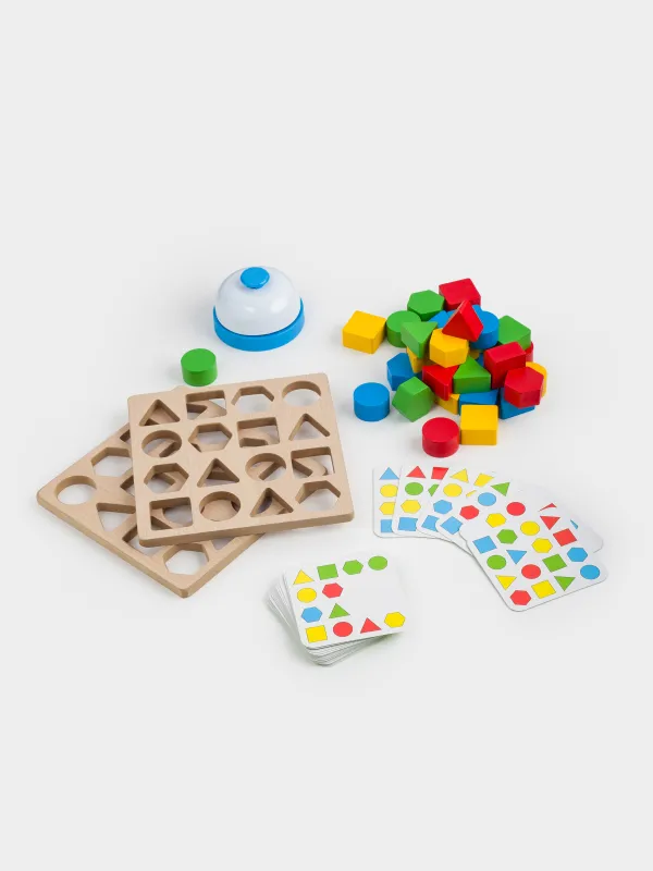 Игрушка-сортер, 65 пр, развивающая, с звонком, дерево/картон, Геометрические фигуры, Game, image-0