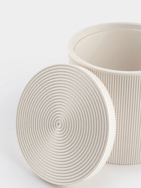 Жуынатын бөлмеге арналған қорап, 10 см, полирезин, сүт түстес, White stripes, image-3