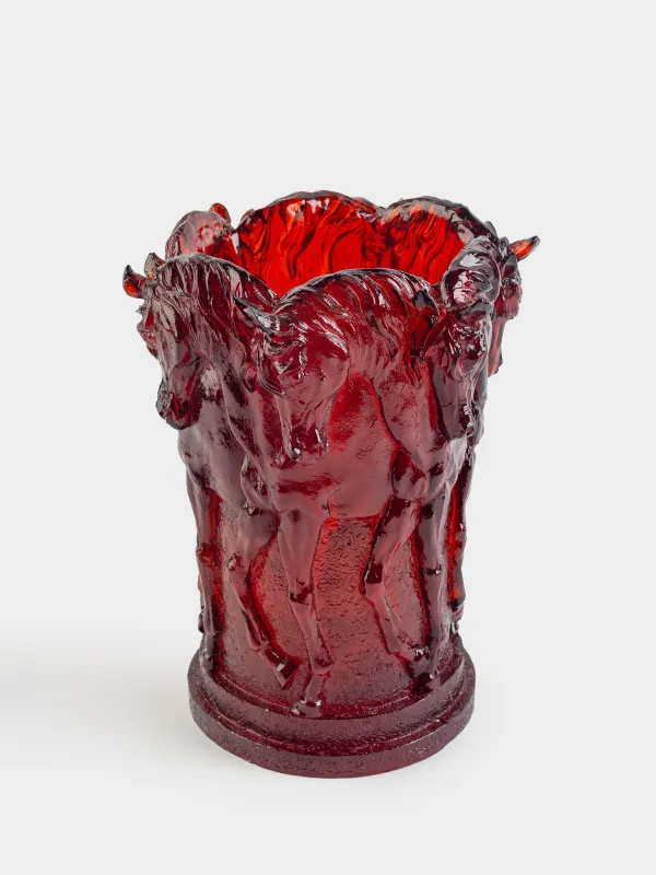 Сәндік ваза, 19 см, полирезин, сұр, Жылқылар, Horse color, image-1