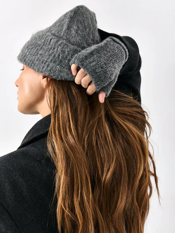 Митенки женские, единый размер, акрил/полиэстер, серые, Knitting fuzz, image-5