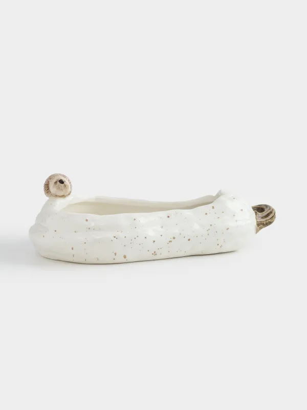 Кәмпит ыдысы, 24х15 см, 480 мл, керамика, сүт түстес, дақты, Асқабақтағы кірпі, Slight frost, image-1