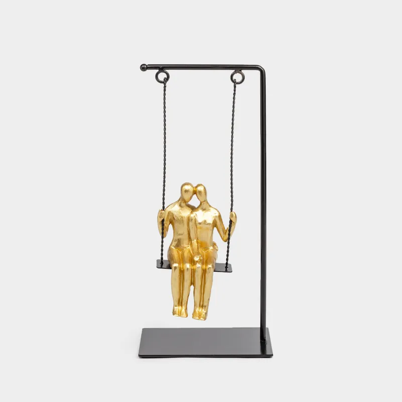 Мүсінше, 13х28 см, полирезин, алтын-қара, Әткеншектегі жұп, Two faces