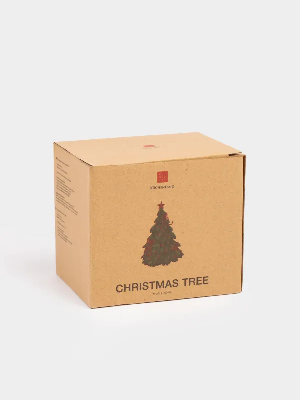 Кружка, 360 мл, керамика D, Елка с бантами и лошадка, Christmas tree, image-4