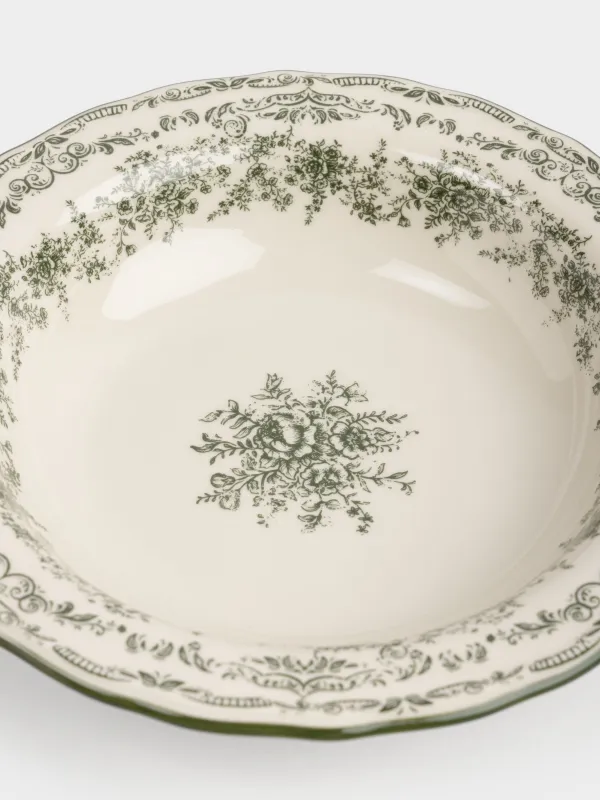 Сорпа тәрелкесі, 21х5 см, мл, фарфор Р, сүт түстес, Жасыл гүлдер, Green lace, image-2