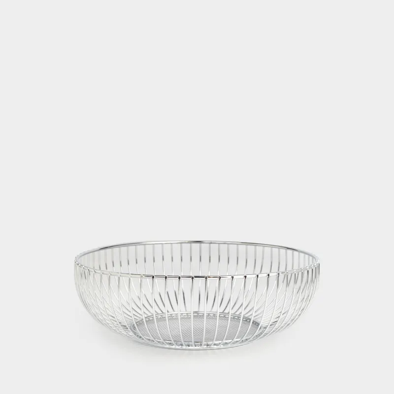 Корзина для фруктов, 25 см, металл, серебристая, Twist silver