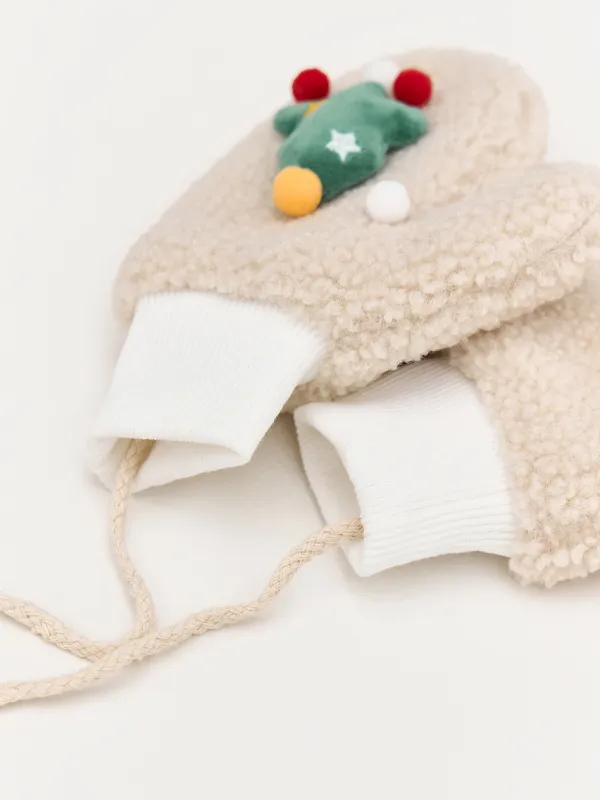 Балаларға арналған қолғаптар, бірыңғай өлшем, шерпа, сарғылт-қоңыр, майшабақ, Plush, image-1