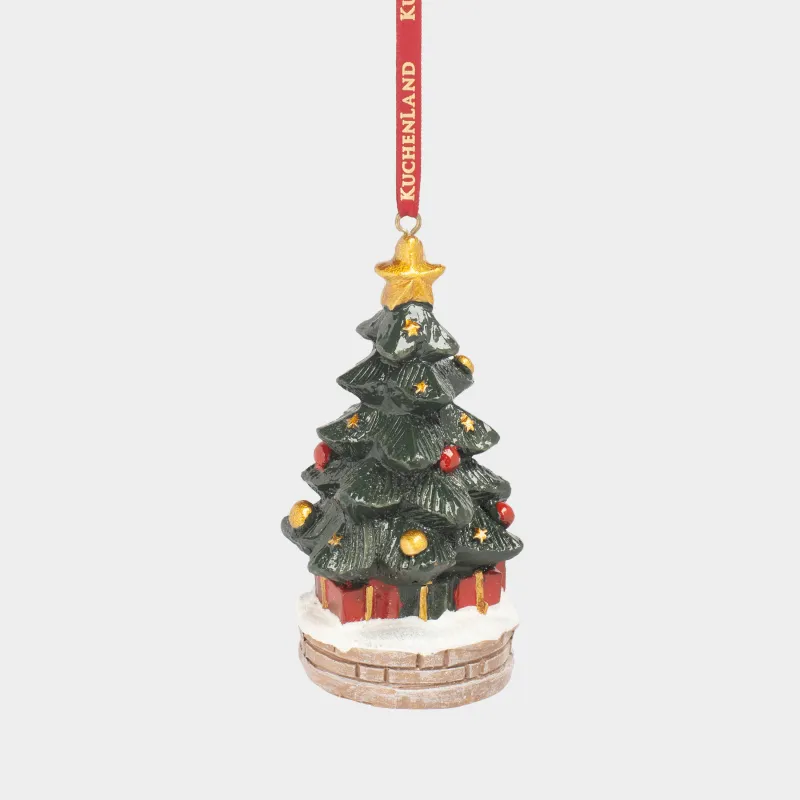 Игрушка елочная, 10 см, полирезин, зеленая, Елка, Figure christmas