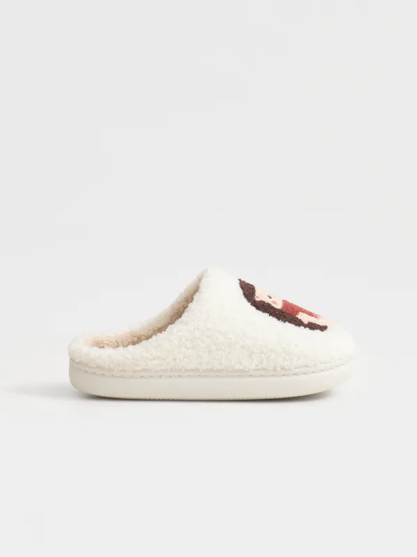 Тапочки детские, домашние, искусственный мех, молочные, Ежики, Needed, image-0