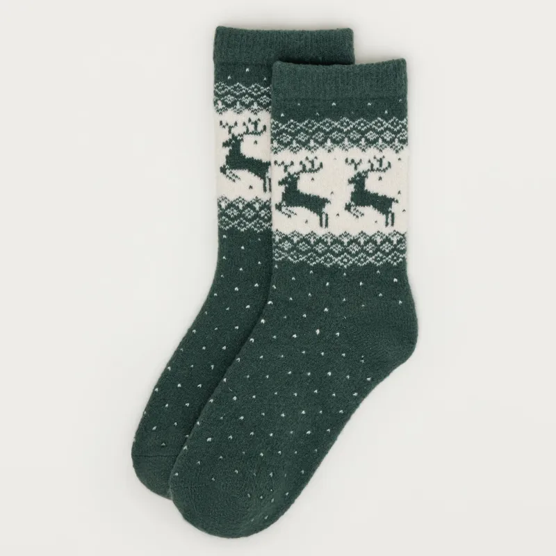 Әйелдер шұлықтары, өлшемі 36-38, полиэстер, жасыл, Бұғы, Fleece