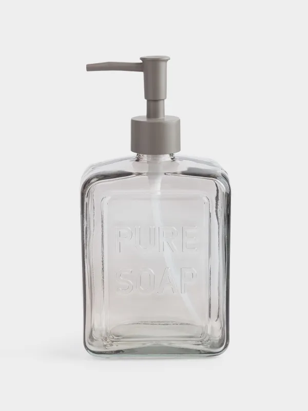 Сұйық сабын мөлшерлегіші, 570 мл, шыны/пластик, сұр-қоңыр, Pure soap, Title color, image-0