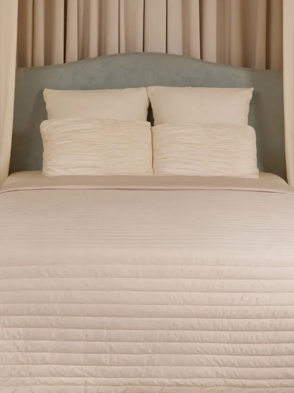 Көрпе, 220х240 см, көрпе, кордюр / микрофибра, бежевый, жолақтар, Stitch velvet, image-1