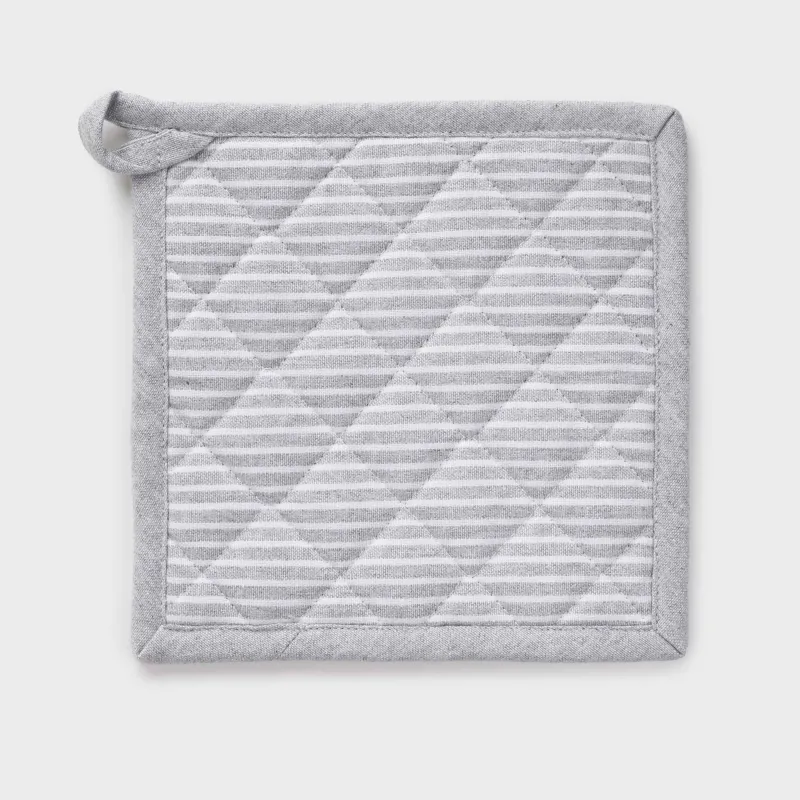 Ыдыс ұстағыш, 20х20 см, мақта, ашық сұр, жолақтар, Stripe kitchen