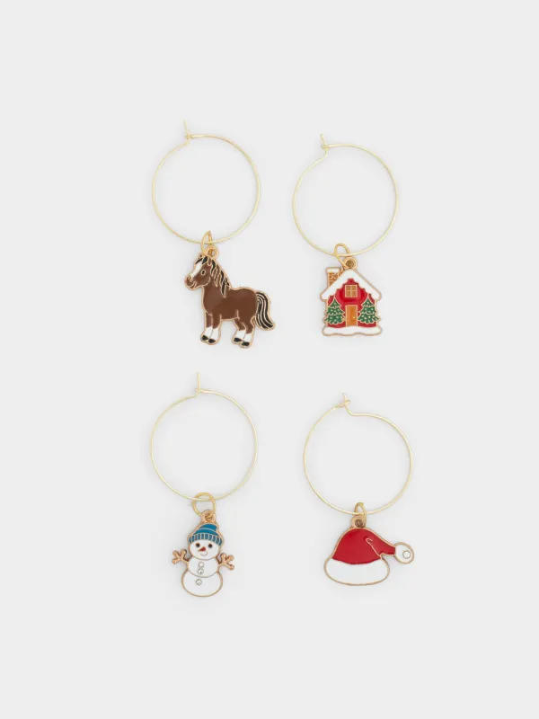 Бокалға арналған аспа, 4 дана, металл/страздар, Жаңа жылдық атрибуттар, Christmas time, image-0