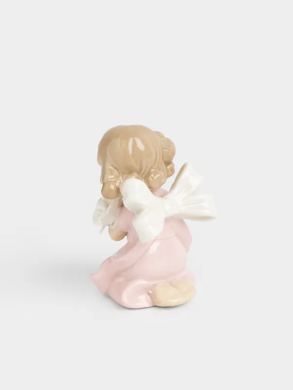 Статуэтка, 8 см, фарфор P, розово-бежевая, Девочка с цветами, Girl figurine, image-2