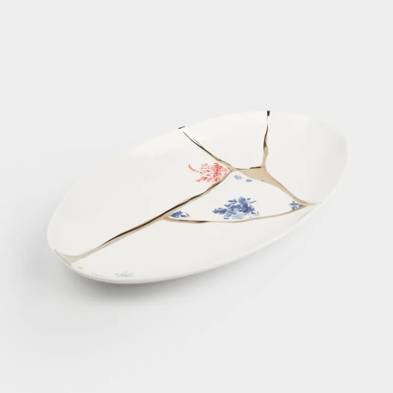 Блюдо, 30х18 см, фарфор N, бело-золотистое, овальное, Пожелание, Revival