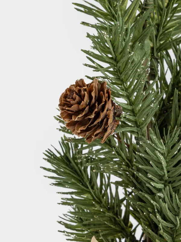Сәндік композиция, 25 см, крафтта, пластик, шампан, конусы бар инелер, Conifer champagne, image-2