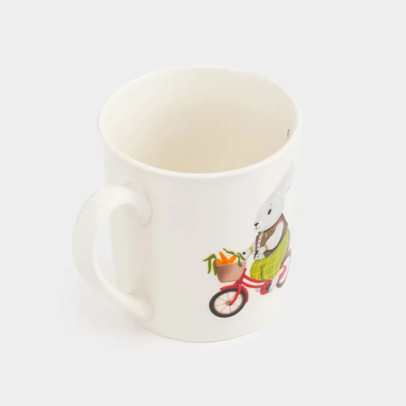 Балаларға арналған саптыаяқ, 300 мл, фарфор N, ақ, алтын жиектері бар, Велосипедтегі қоян, Ideas life, image-1