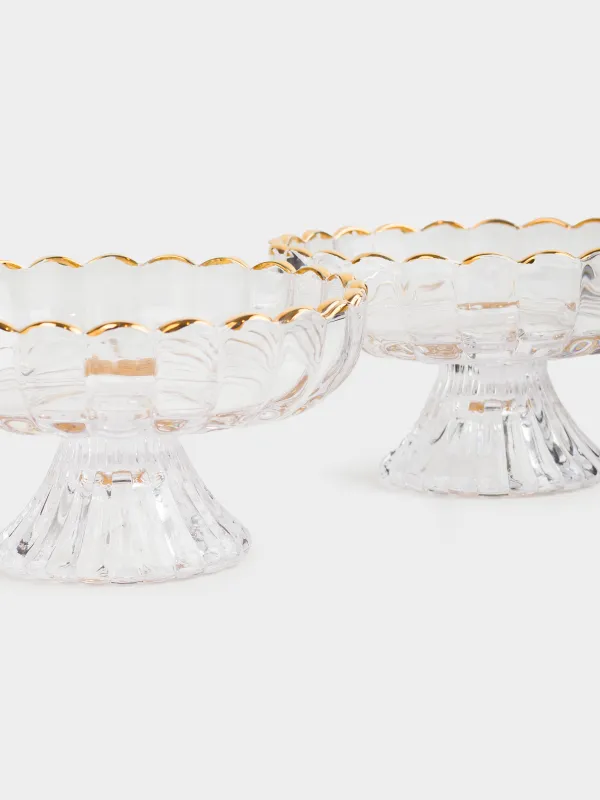 Креманка, 6 см, 140 мл, 2 шт, стекло Р, с золотистым кантом, Ribby gold, image-1