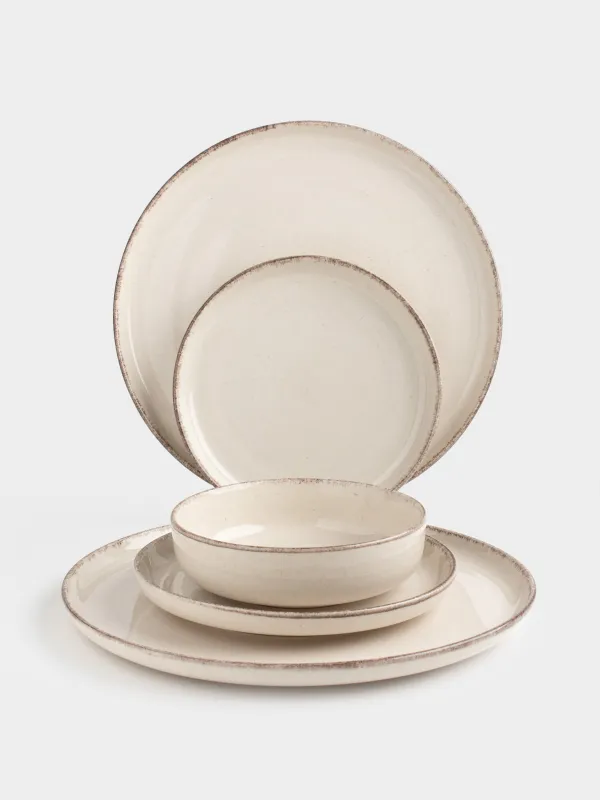 Сервиз обеденный, 6 перс, 18 пр, керамика R, бежевый, в крапинку, Speckled glaze, image-2