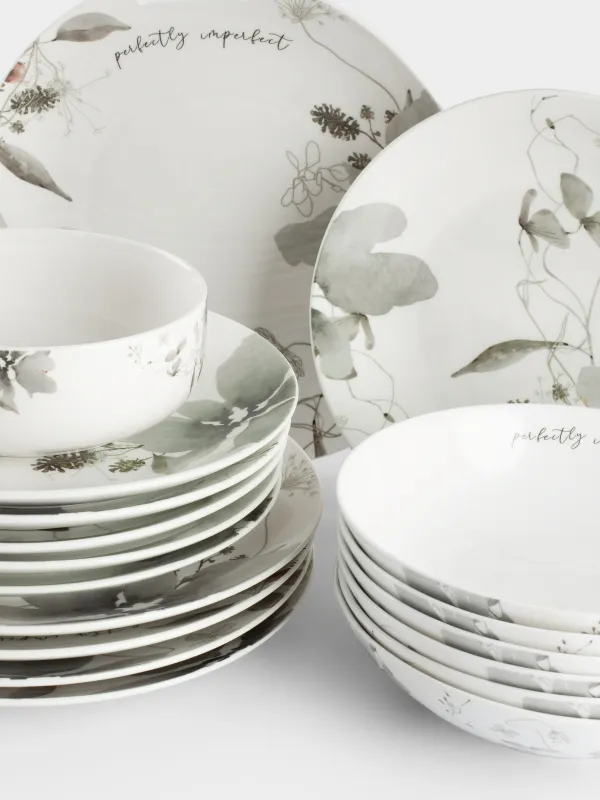 Сервиз обеденный, 6 перс, 19 пр, фарфор N, Серые цветы, Watercolor, image-3