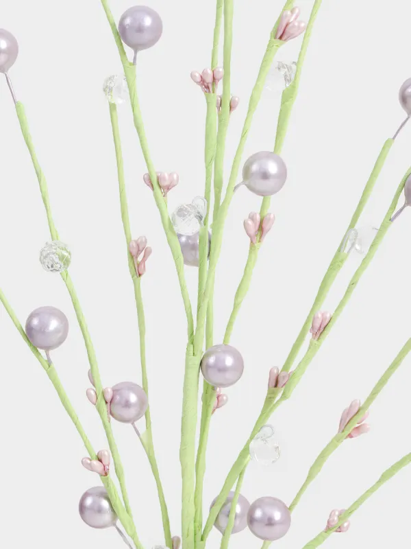 Ветка декоративная, 45 см, Сиреневые бусины с кристаллами, Balls decor, image-2