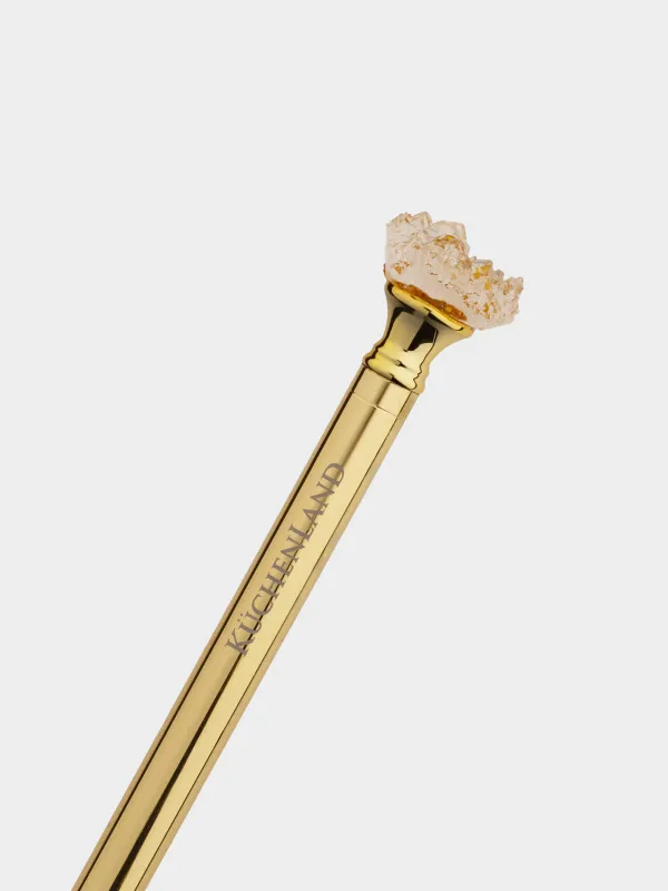 Шарикті қалам, 16 см, пішіні бар, металл, алтын, Алтын кристалл, Draw figure, image-2