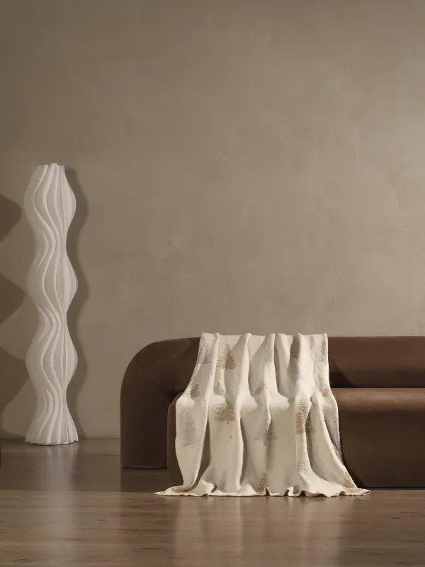 Плед, 130х170 см, полиэстер/люрекс, молочный, Елки, Shiny threads, image-5