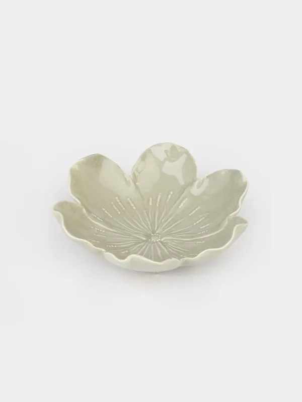 Блюдо глубокое, 18x6 см, фарфор P, зеленое, Цветок, Bloome, image-1