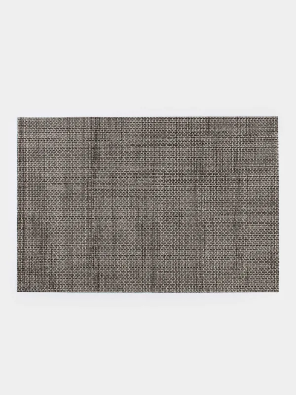 Салфетка под приборы, 30x45 см, ПВХ, прямоугольная, серо-коричневая, Золотистая нить, Solid, image-0