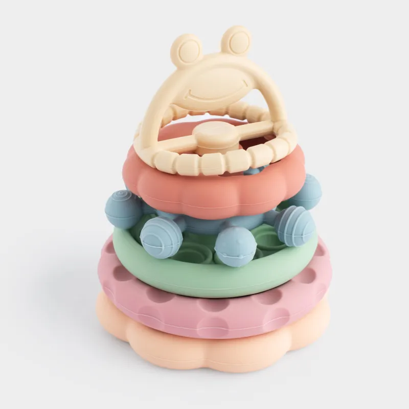 Игрушка развивающая, 11 см, 6 пр, силикон, цветная, Пирамидка фигурная, Kiddy, image-1