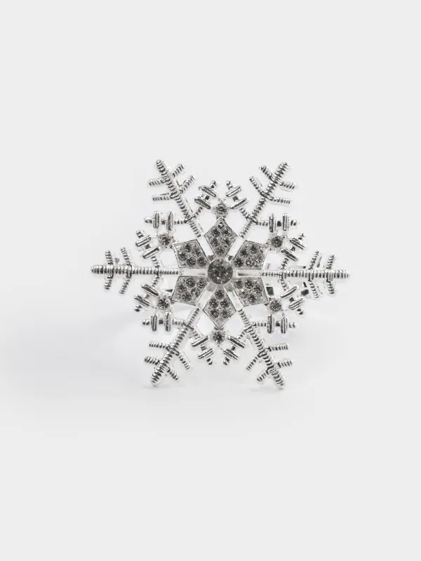 Майлықтарға арналған сақина, 5 см, металл, күміс түстес, Қар ұшқыны, Snowfall, image-1