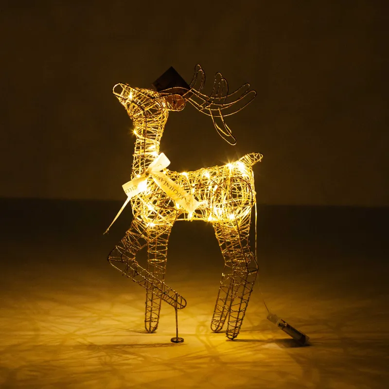 Статуэтка с подсветкой, 51 см, металл, золотистая, Олень с бантом, Deer sparks, image-7