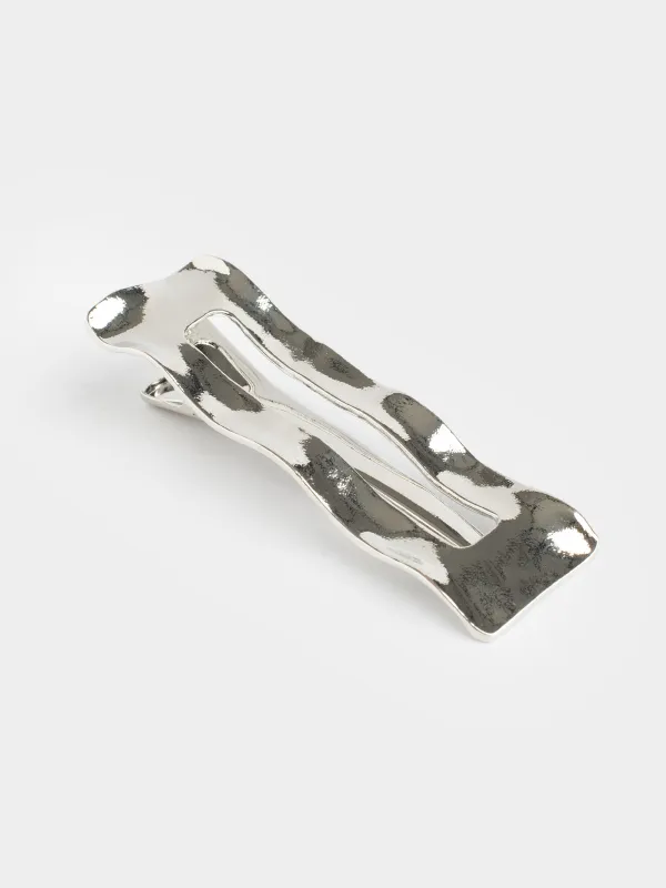 Заколка для волос, 6 см, металл, серебристая, Hairstyle, image-1