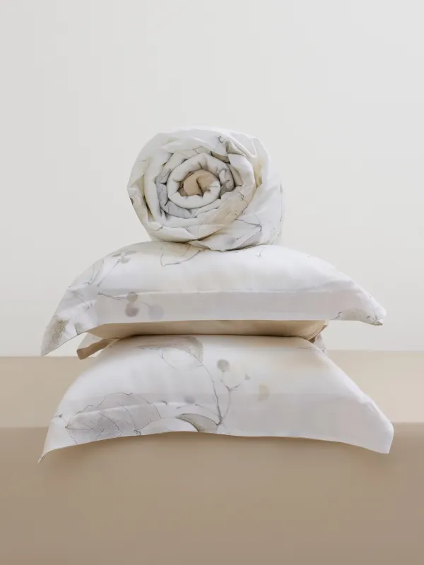 Төсек орын жиынтығы еуро, тенсель 300 ТС, сүт түстес, Жидектері бар гүлдер, Tencel, image-6