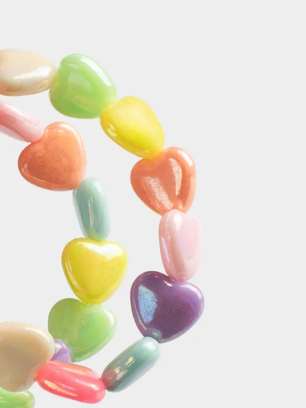 Зергерлік бұйымдар жиынтығы, 2 PR, балалар, пластик, білезік / моншақтар, жүректер, зергерлік балалар, image-4